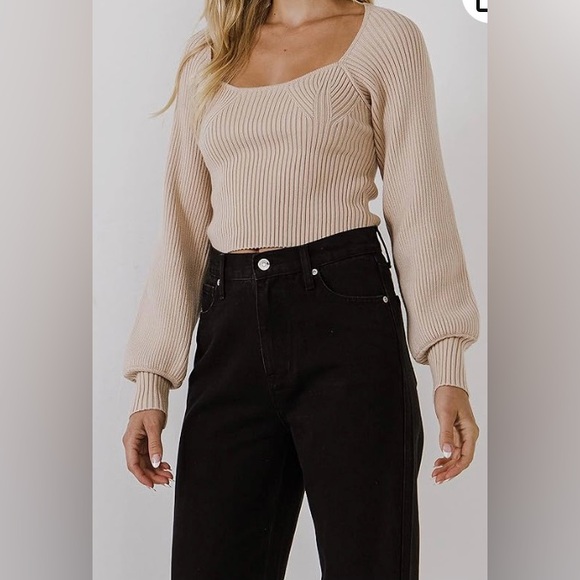 Square Neck Ribbed Sweater - Picture 4 of 8